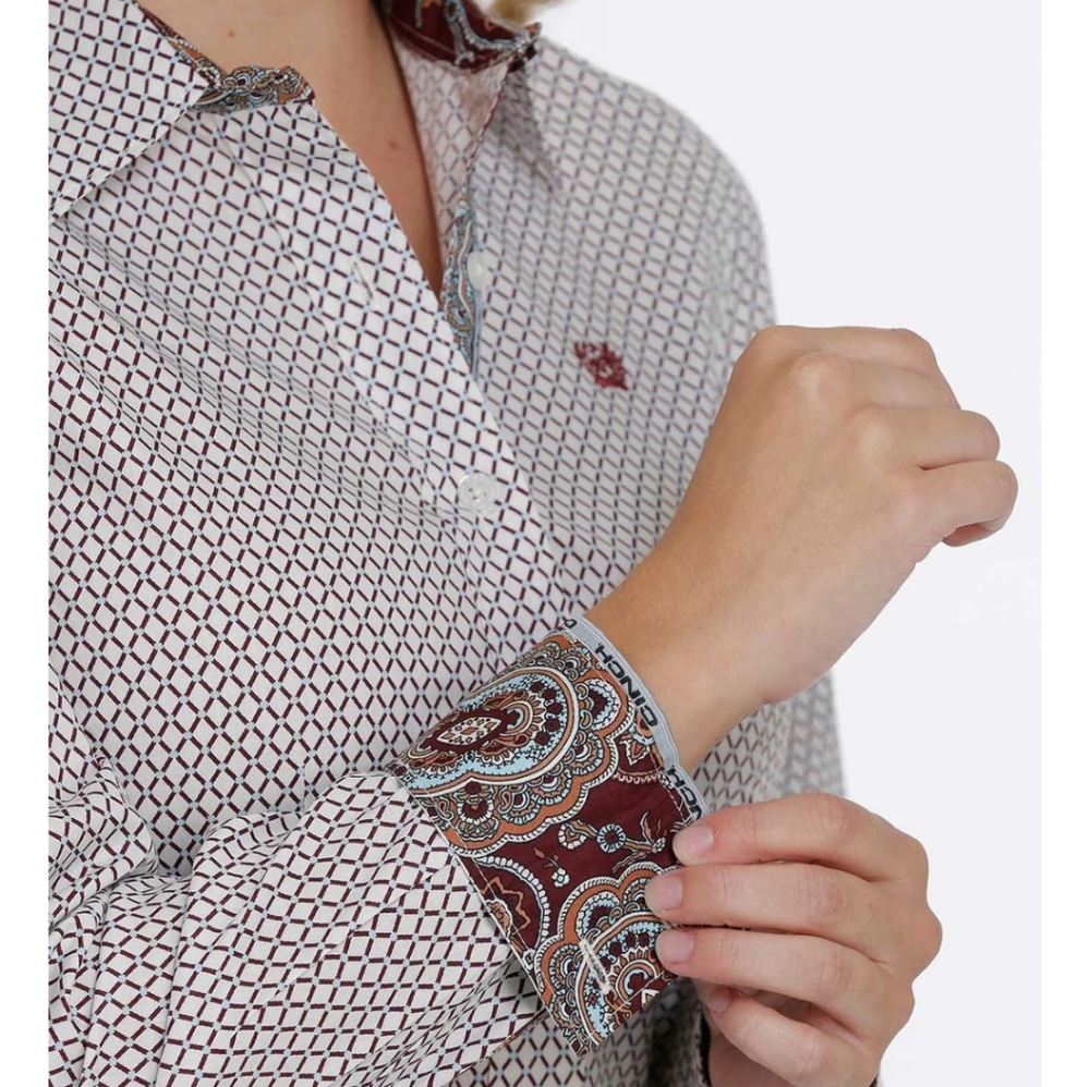 Women's Cinch Western Patterned Shirt with Paisley Cuffs - Picture 2 of 10